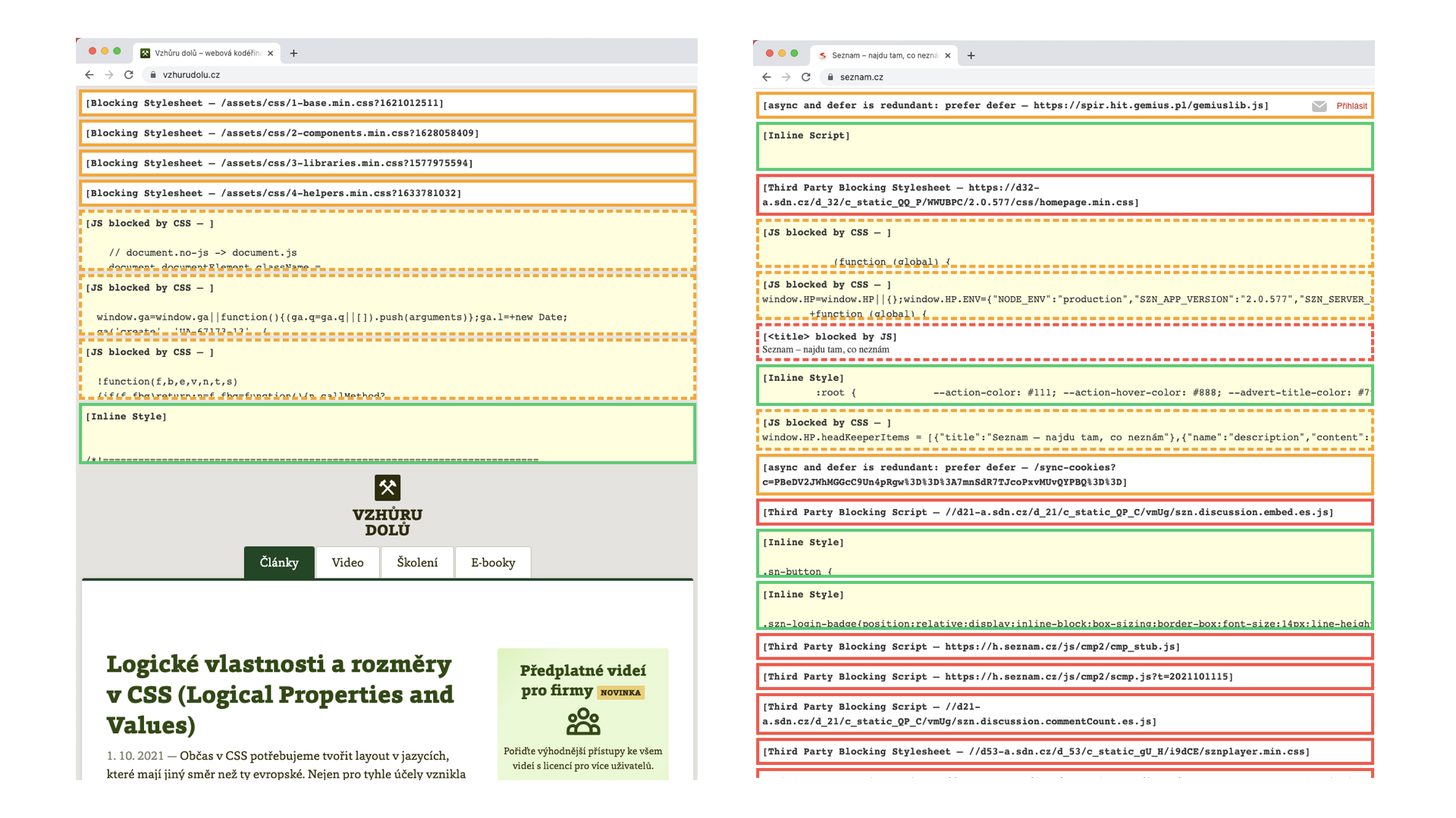 Jak otestovat na svém webu pořadí v HEAD