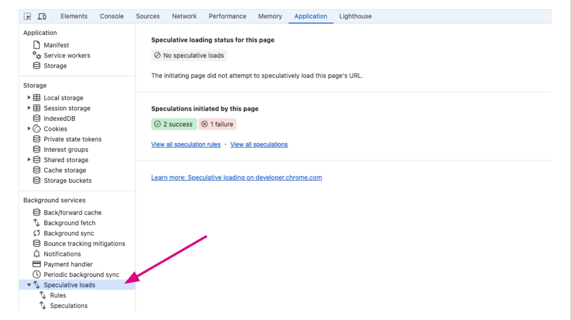 Speculation Rules Api otestujete v záložce Navigation v DevTools