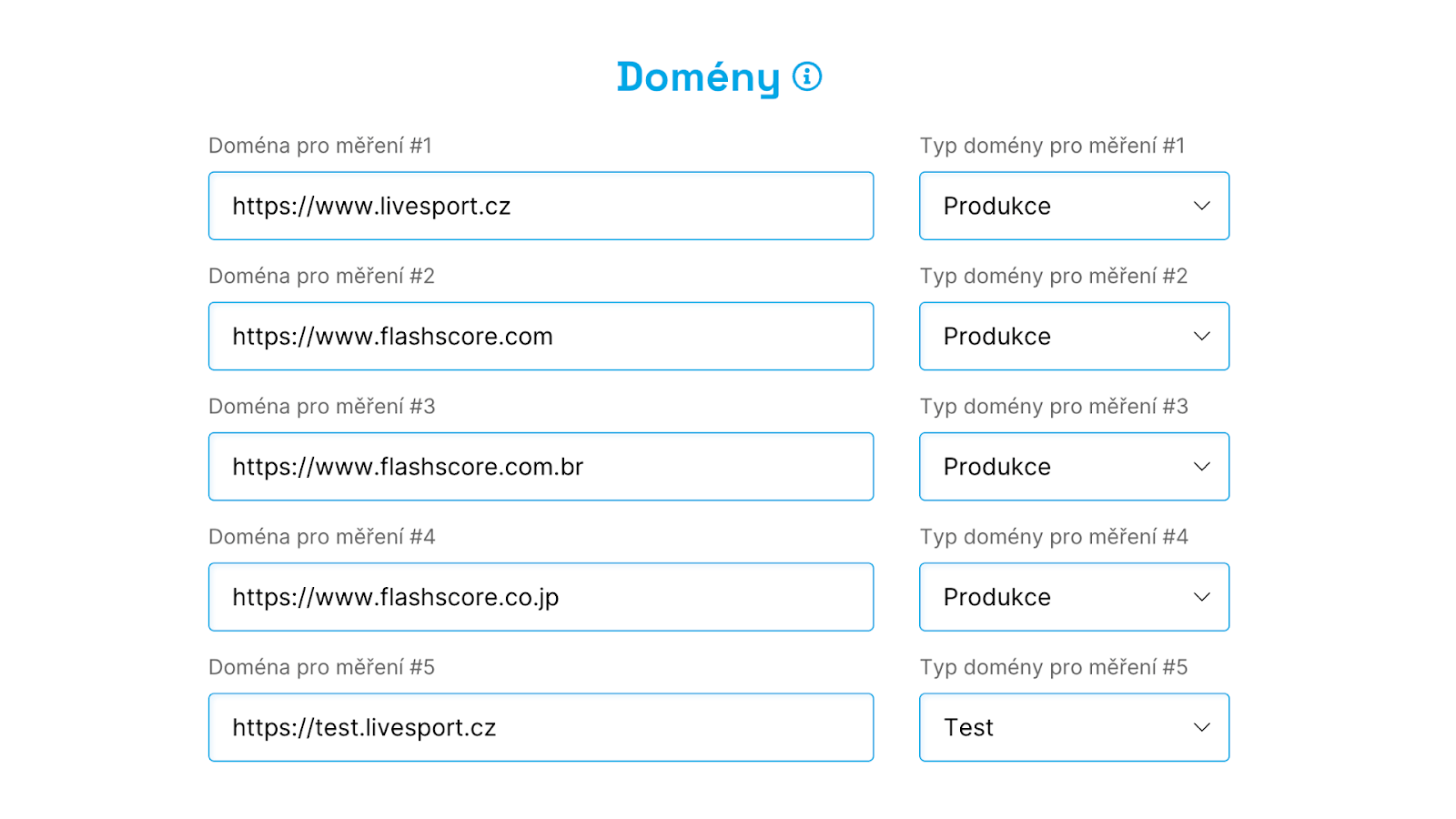 Nastavení: typ domény
