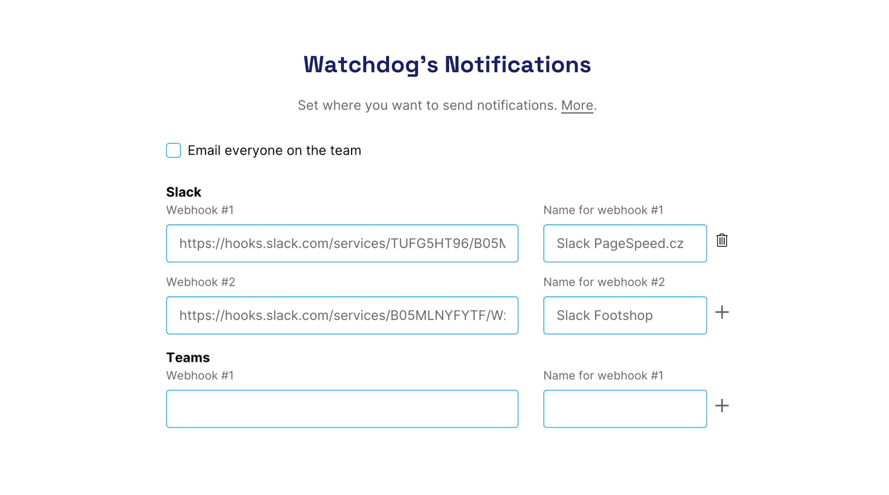 Nastavení notifikací do Slack a Teams